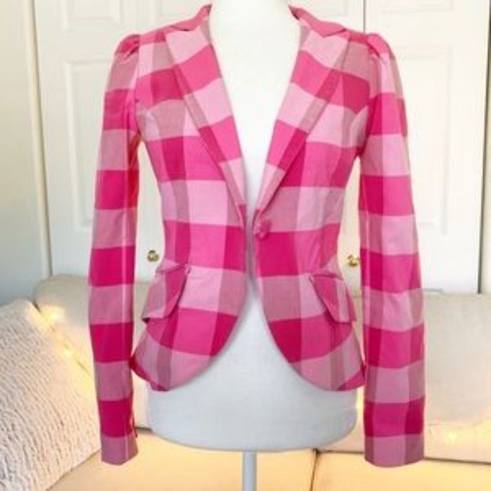 Pink plaid blazer